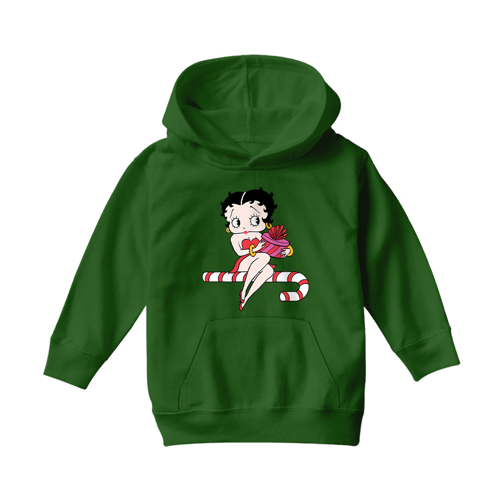 Betty Boop Christmas Candy Cane Seat Kids Hooded Sweatshirt-Betty Boop Shop