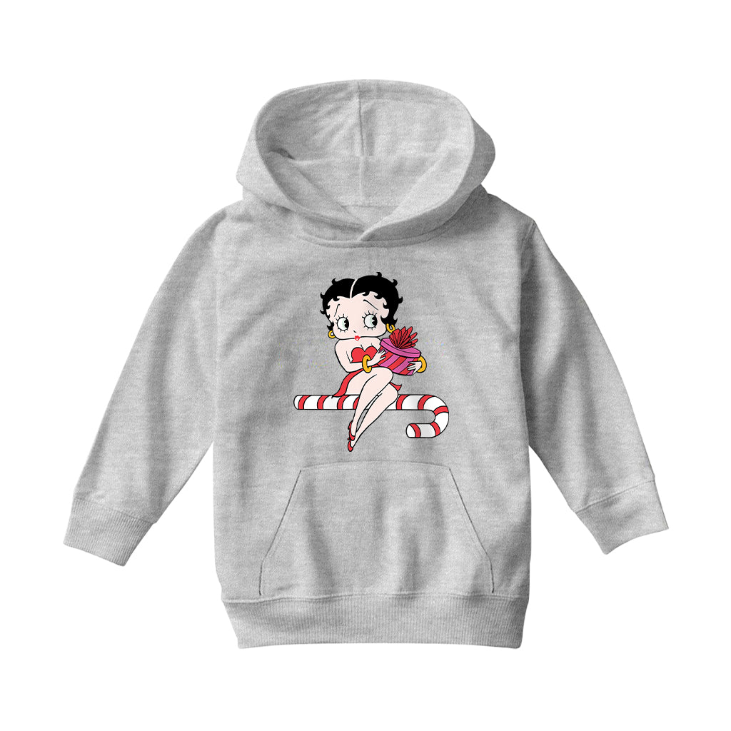Betty Boop Christmas Candy Cane Seat Kids Hooded Sweatshirt-Betty Boop Shop