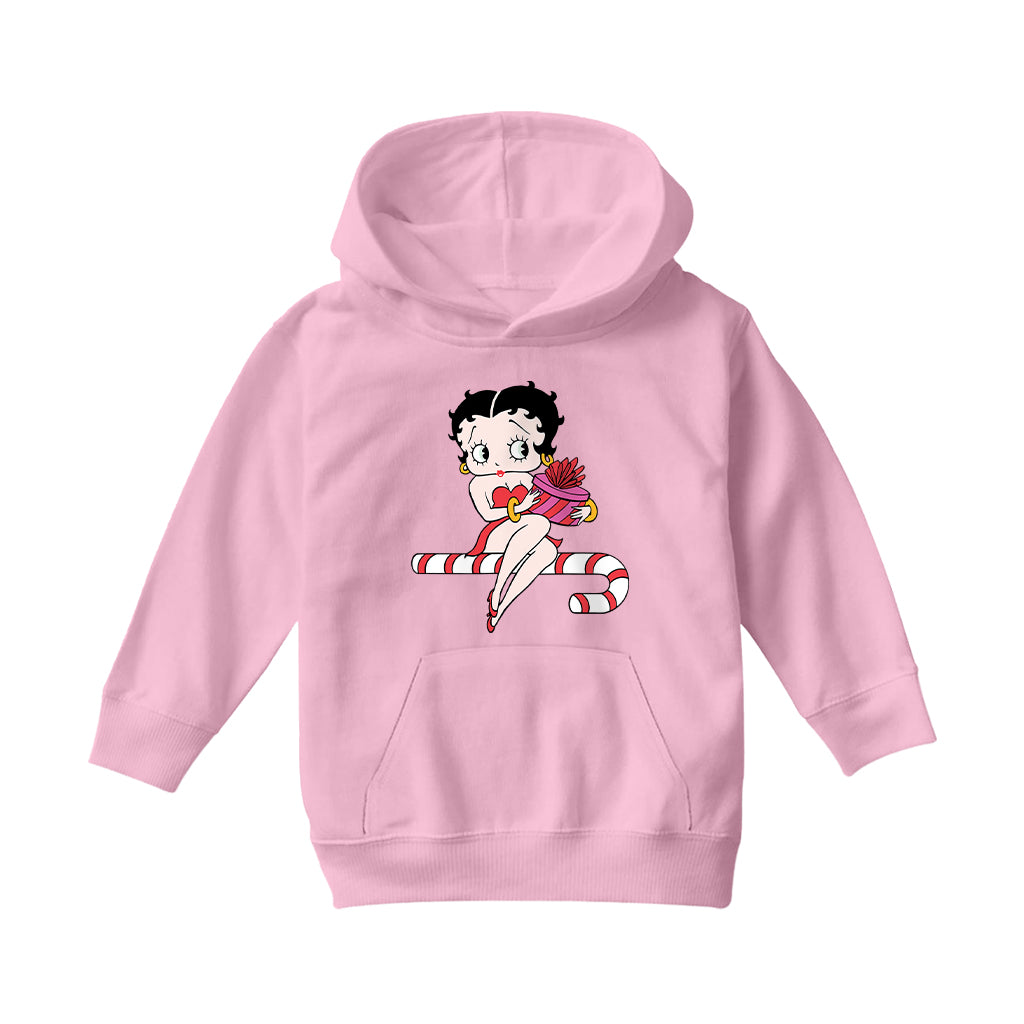 Betty Boop Christmas Candy Cane Seat Kids Hooded Sweatshirt