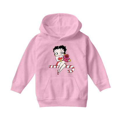 Betty Boop Christmas Candy Cane Seat Kids Hooded Sweatshirt