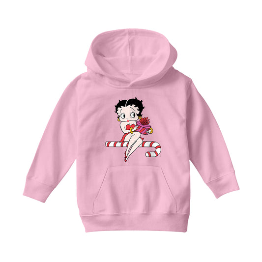 Betty Boop Christmas Candy Cane Seat Kids Hooded Sweatshirt