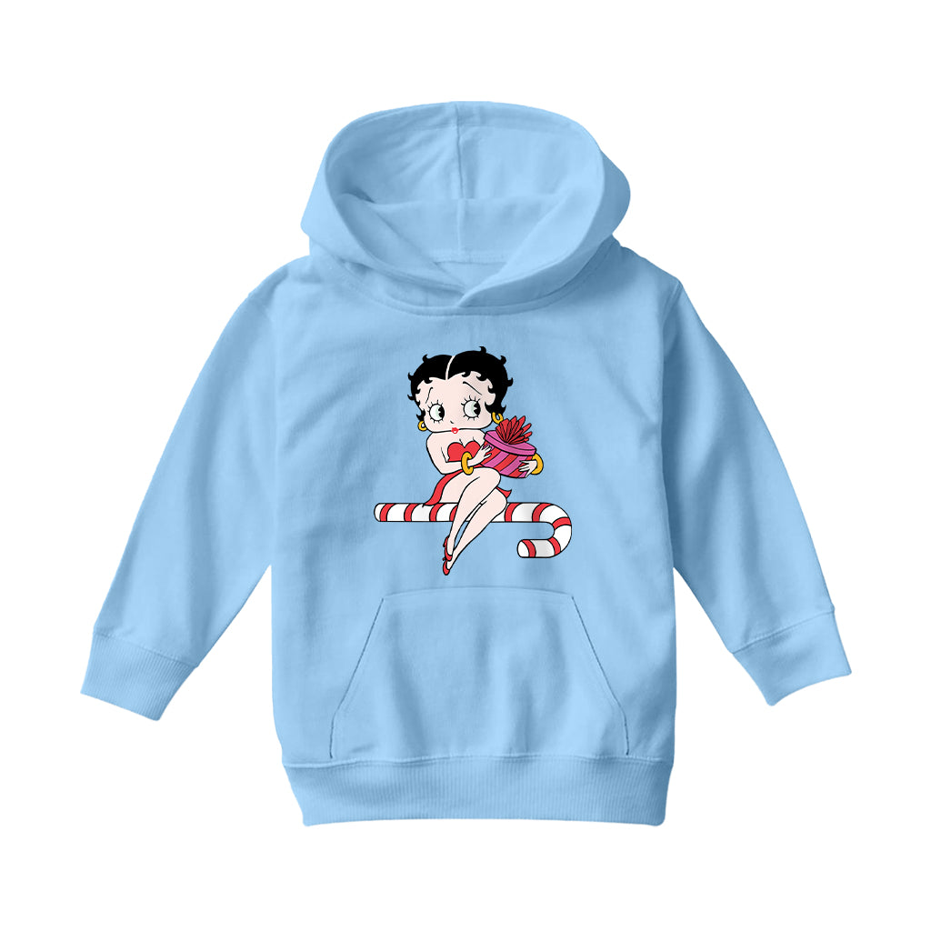 Betty Boop Christmas Candy Cane Seat Kids Hooded Sweatshirt-Betty Boop Shop