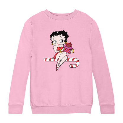 Betty Boop Christmas Candy Cane Seat Kids Sweatshirt