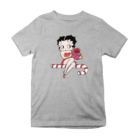 Betty Boop Christmas Candy Cane Seat Kids T-Shirt