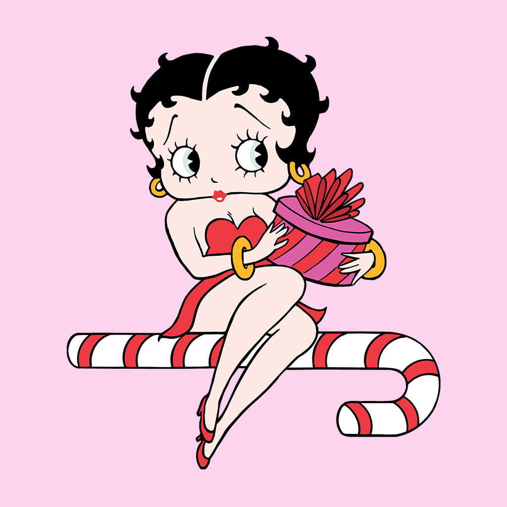 Betty Boop Christmas Candy Cane Seat Kids Sweatshirt-Betty Boop Shop