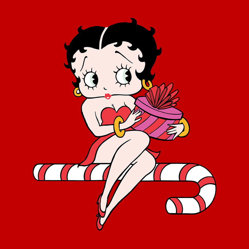 Betty Boop Christmas Candy Cane Seat Women's Hooded Sweatshirt-Betty Boop Shop