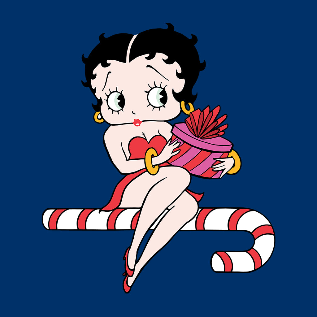 Betty Boop Christmas Candy Cane Seat Women's Hooded Sweatshirt-Betty Boop Shop