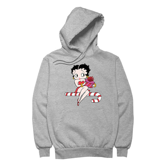 Betty Boop Christmas Candy Cane Seat Women's Hooded Sweatshirt
