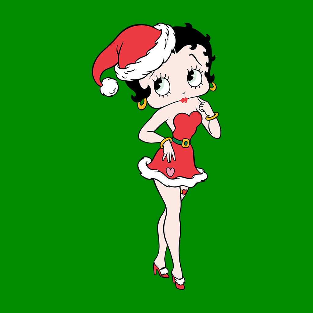 Betty Boop Christmas Touching Cheek Pose Women's Hooded Sweatshirt-Betty Boop Shop