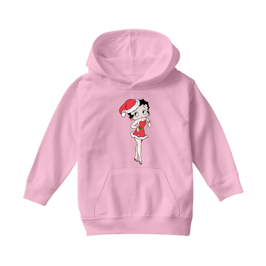 Betty Boop Christmas Touching Cheek Pose Kids Hooded Sweatshirt