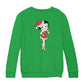 Betty Boop Christmas Touching Cheek Pose Kids Sweatshirt-Betty Boop Shop