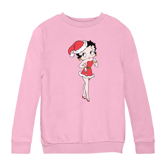 Betty Boop Christmas Touching Cheek Pose Kids Sweatshirt