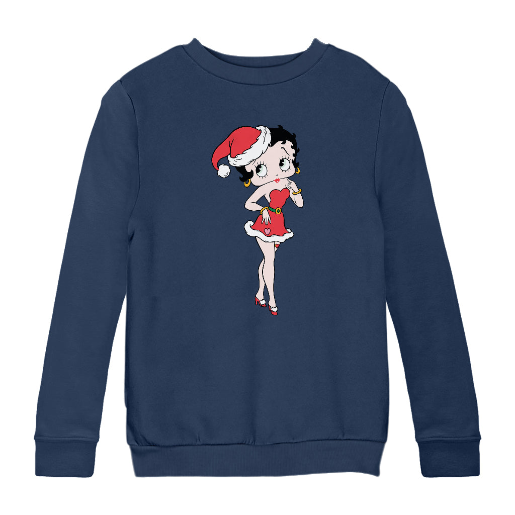 Betty Boop Christmas Touching Cheek Pose Kids Sweatshirt-Betty Boop Shop