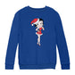 Betty Boop Christmas Touching Cheek Pose Kids Sweatshirt-Betty Boop Shop