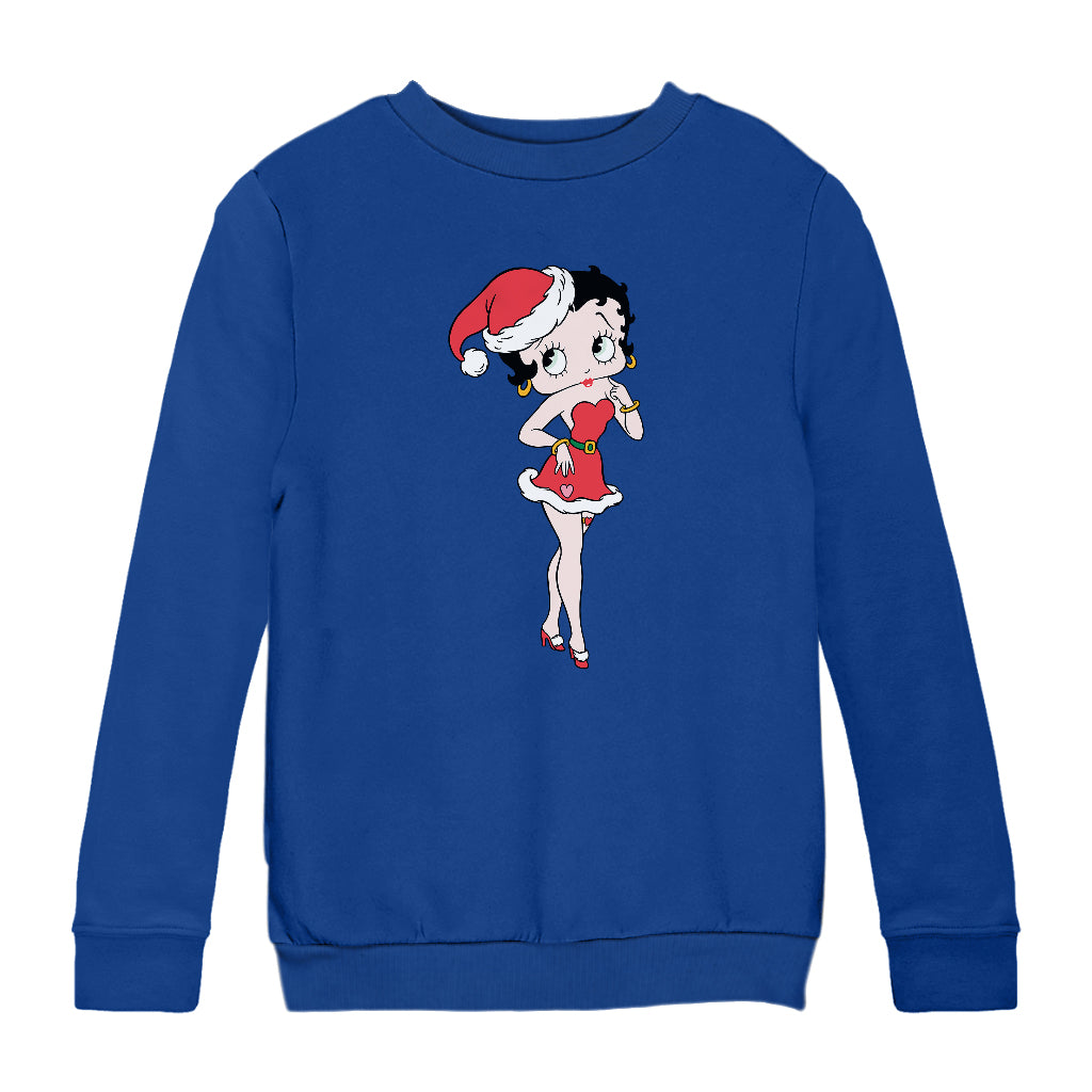 Betty Boop Christmas Touching Cheek Pose Kids Sweatshirt-Betty Boop Shop