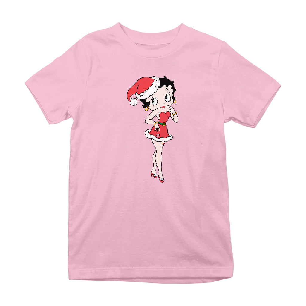 Betty Boop Christmas Touching Cheek Pose Kids T-Shirt