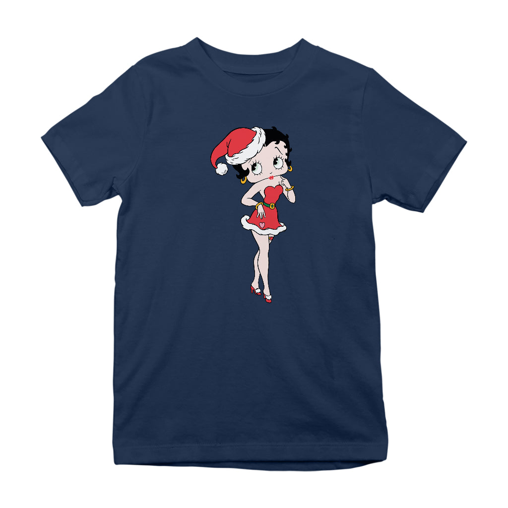 Betty Boop Christmas Touching Cheek Pose Kids T-Shirt-Betty Boop Shop