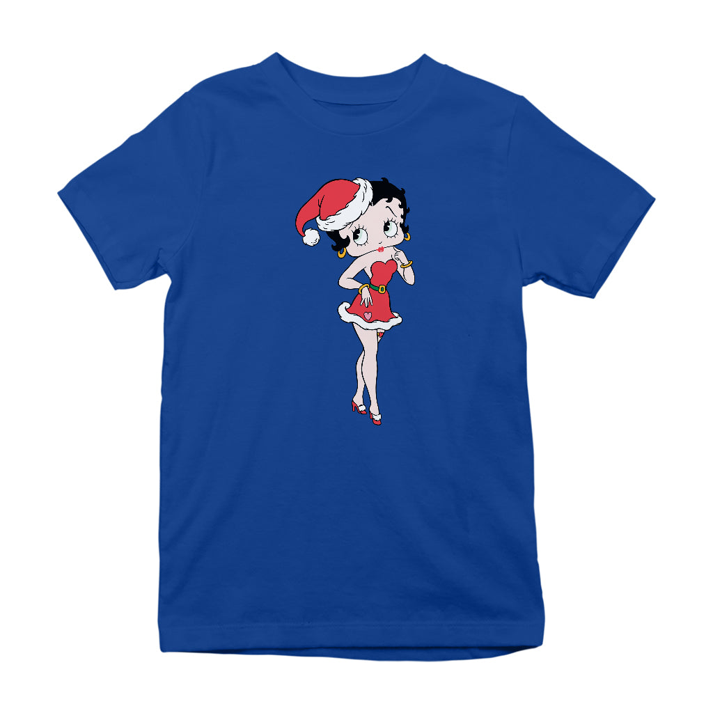 Betty Boop Christmas Touching Cheek Pose Kids T-Shirt-Betty Boop Shop
