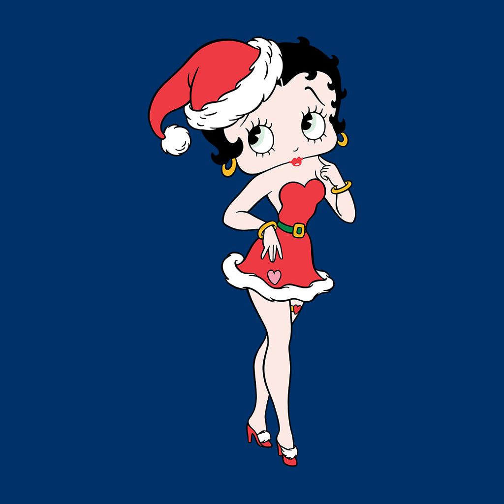 Betty Boop Christmas Touching Cheek Pose Women's Hooded Sweatshirt-Betty Boop Shop