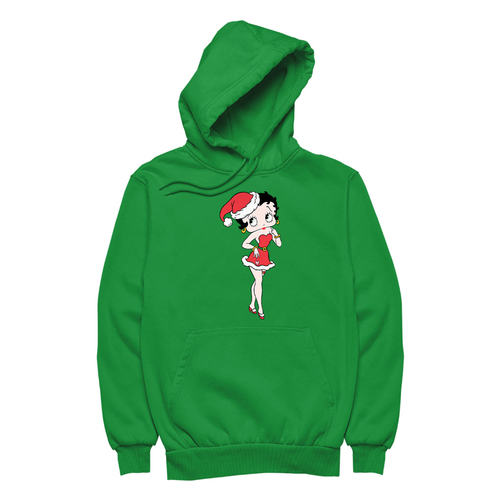 Betty Boop Christmas Touching Cheek Pose Women's Hooded Sweatshirt