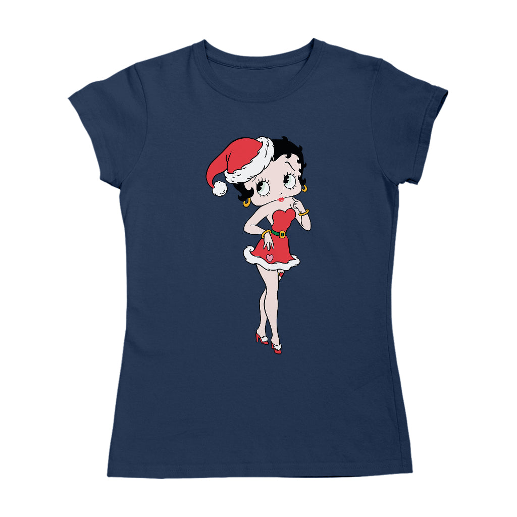 Betty Boop Christmas Touching Cheek Pose Women's T-Shirt-Betty Boop Shop