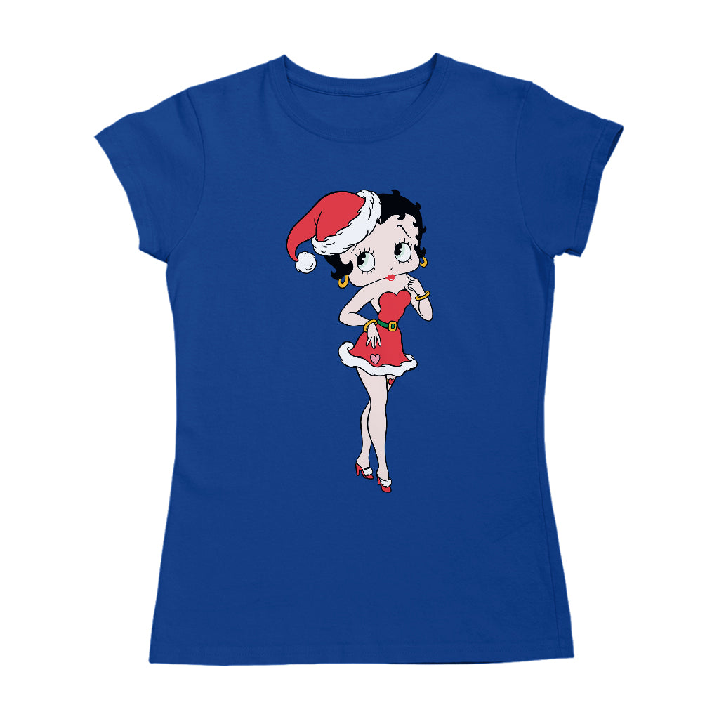 Betty Boop Christmas Touching Cheek Pose Women's T-Shirt-Betty Boop Shop