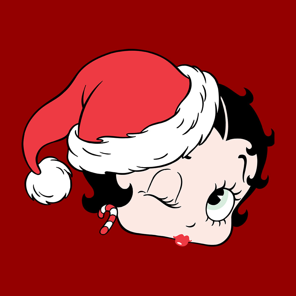 Betty Boop Christmas Santa Hat Wink Women's Hooded Sweatshirt-Betty Boop Shop