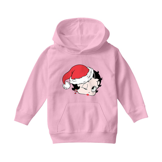 Betty Boop Christmas Santa Hat Wink Kids Hooded Sweatshirt