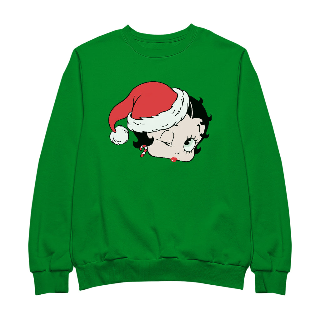 Betty Boop Christmas Santa Hat Wink Men's Sweatshirt-Betty Boop Shop