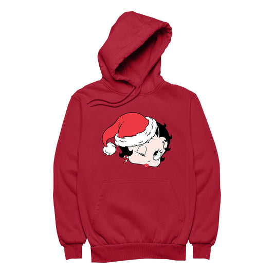 Betty Boop Christmas Santa Hat Wink Women's Hooded Sweatshirt