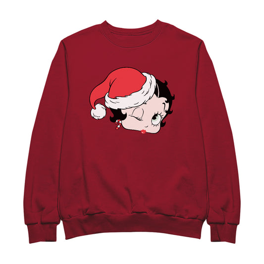 Betty Boop Christmas Santa Hat Wink Women's Sweatshirt