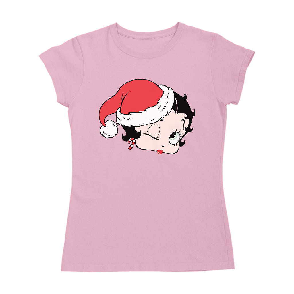 Betty Boop Christmas Santa Hat Wink Women's T-Shirt-Betty Boop Shop