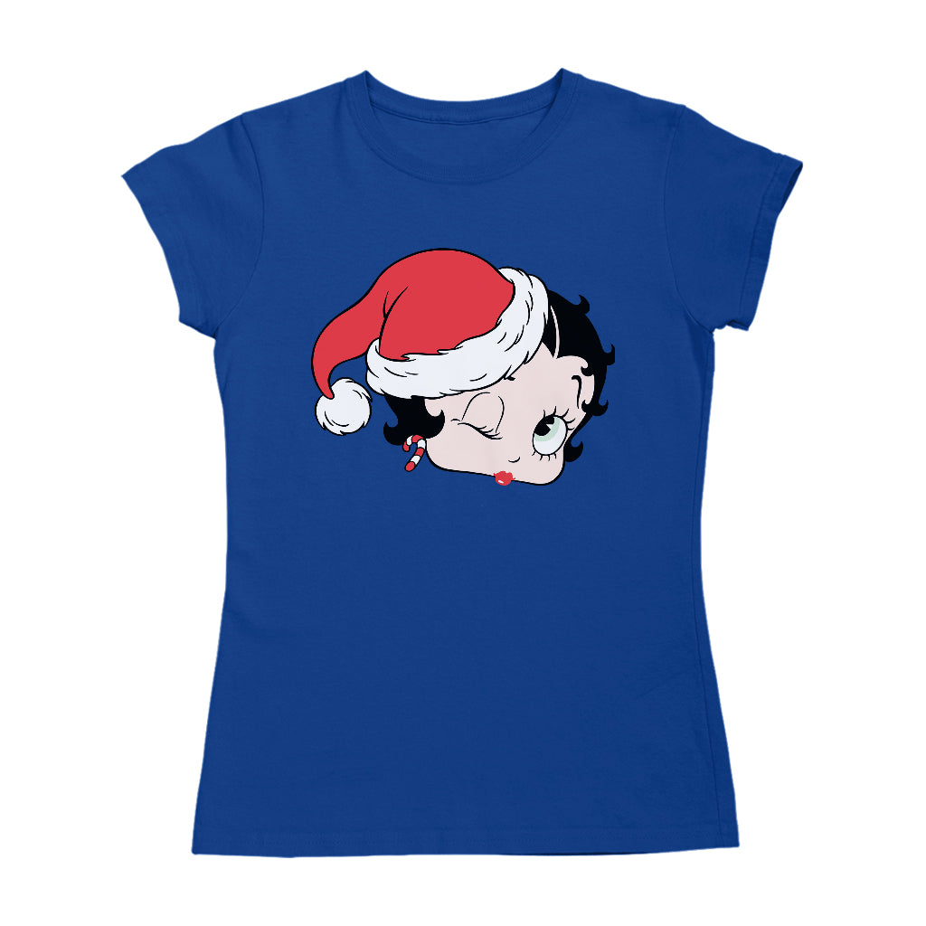 Betty Boop Christmas Santa Hat Wink Women's T-Shirt-Betty Boop Shop