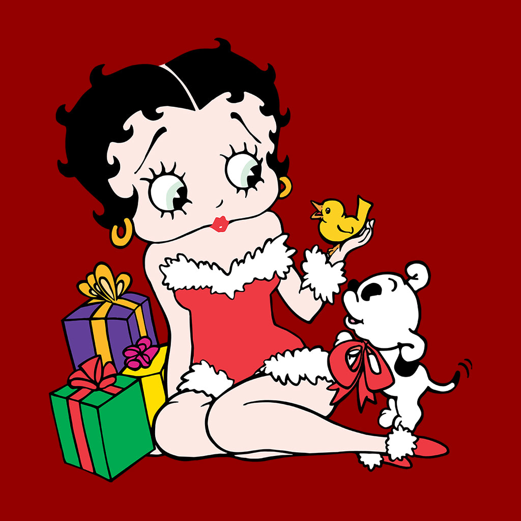 Betty Boop Christmas Pudgy And Chick Men's Sweatshirt-Betty Boop Shop