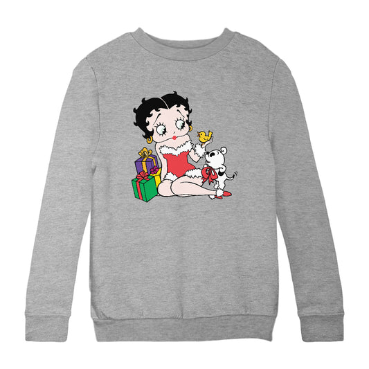 Betty Boop Christmas Pudgy And Chick Kids Sweatshirt