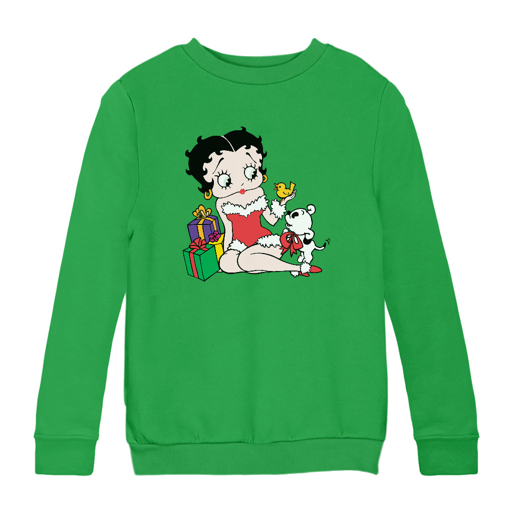 Betty Boop Christmas Pudgy And Chick Kids Sweatshirt-Betty Boop Shop