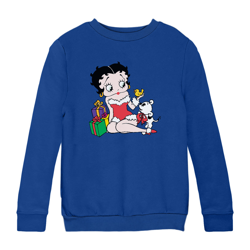 Betty Boop Christmas Pudgy And Chick Kids Sweatshirt-Betty Boop Shop