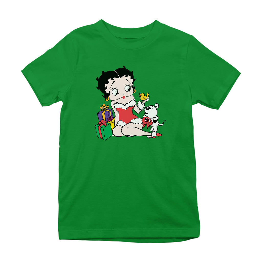 Betty Boop Christmas Pudgy And Chick Kids T-Shirt-Betty Boop Shop