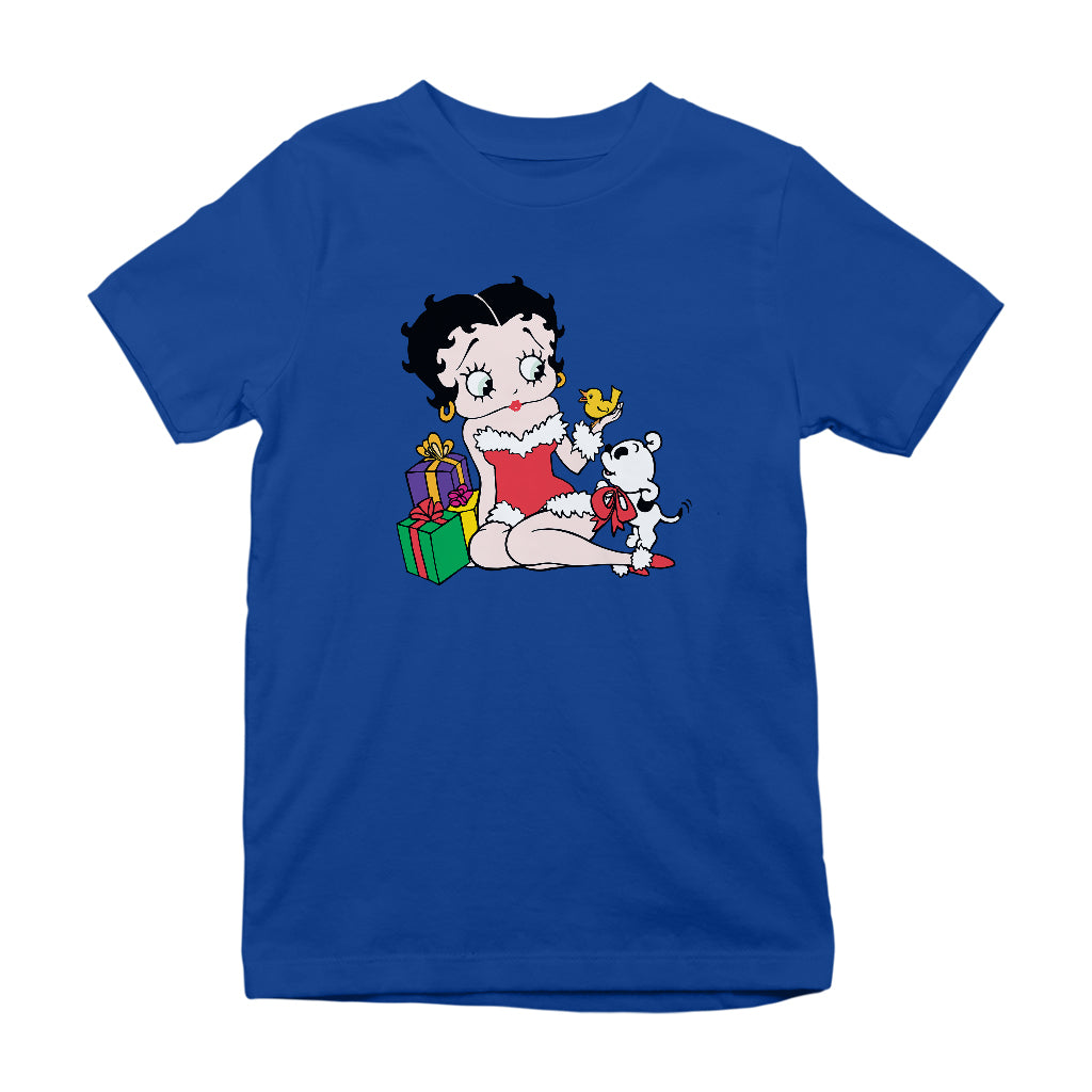 Betty Boop Christmas Pudgy And Chick Kids T-Shirt-Betty Boop Shop