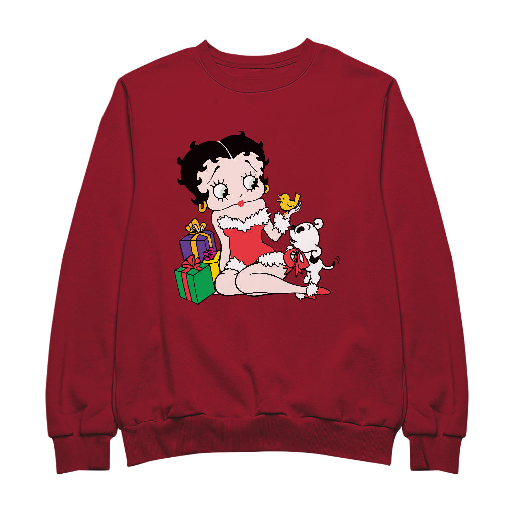 Betty Boop Christmas Pudgy And Chick Men's Sweatshirt-Betty Boop Shop