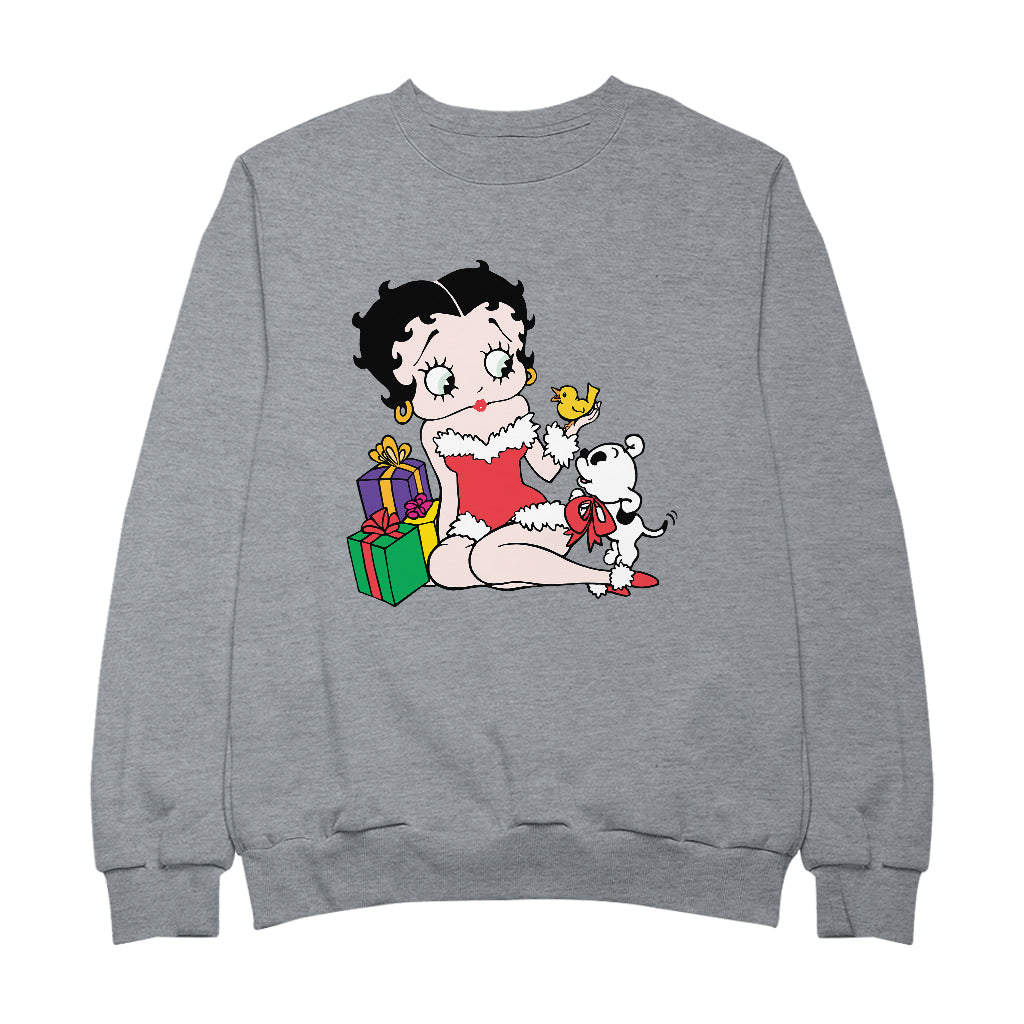 Betty Boop Christmas Pudgy And Chick Men's Sweatshirt