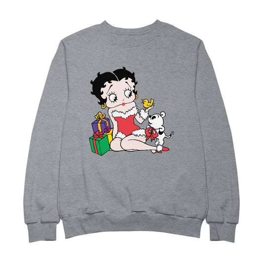 Betty Boop Christmas Pudgy And Chick Men's Sweatshirt