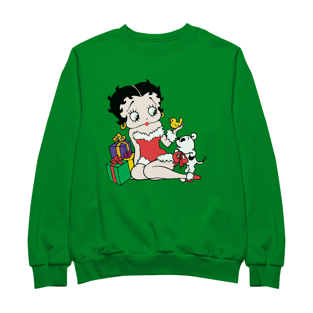 Betty Boop Christmas Pudgy And Chick Men's Sweatshirt-Betty Boop Shop