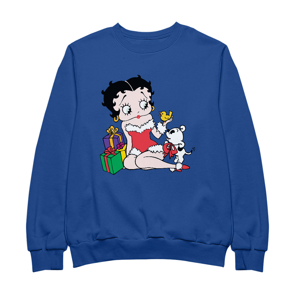 Betty Boop Christmas Pudgy And Chick Men's Sweatshirt-Betty Boop Shop