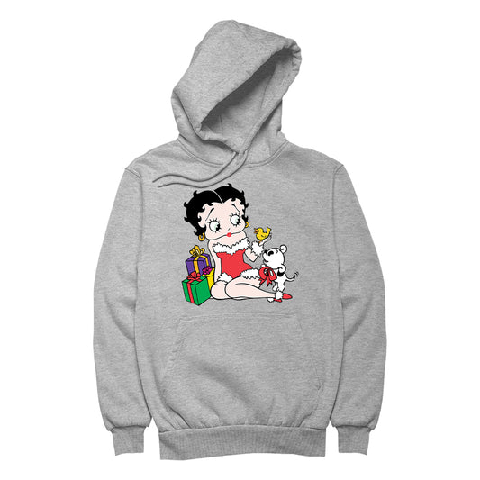 Betty Boop Christmas Pudgy And Chick Women's Hooded Sweatshirt