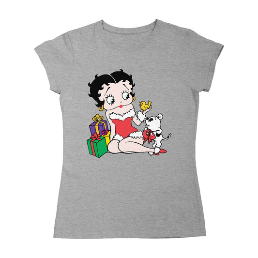 Betty Boop Christmas Pudgy And Chick Women's T-Shirt