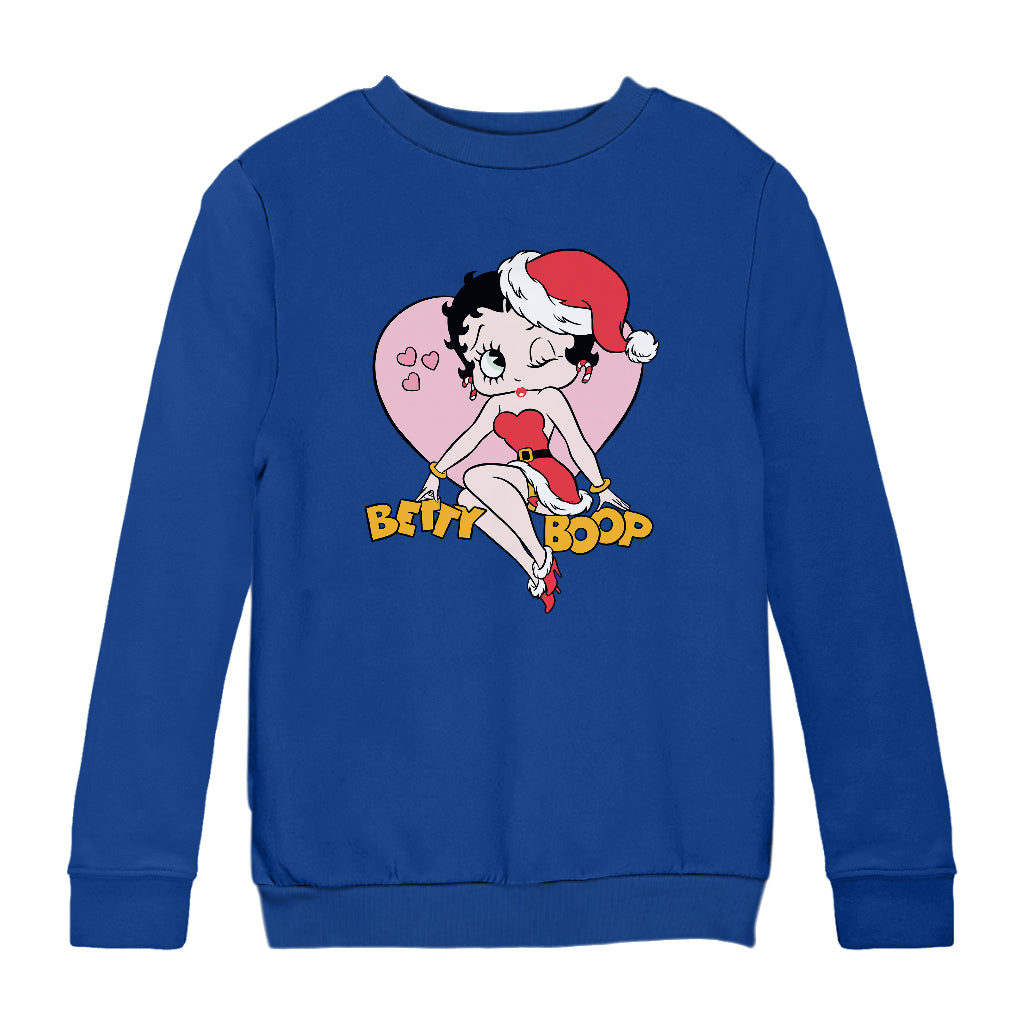 Betty Boop Christmas Heart Wink Kids Sweatshirt-Betty Boop Shop