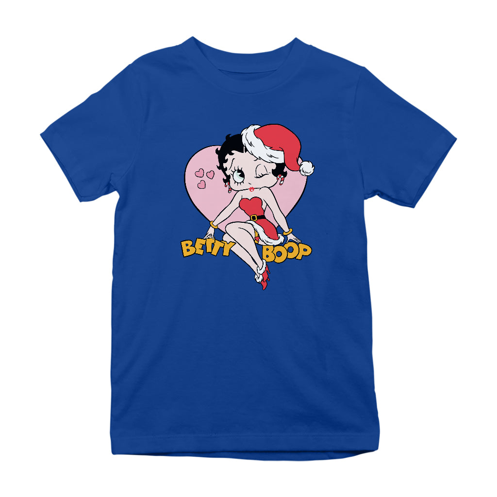 Betty Boop Christmas Heart Wink Kids T-Shirt-Betty Boop Shop