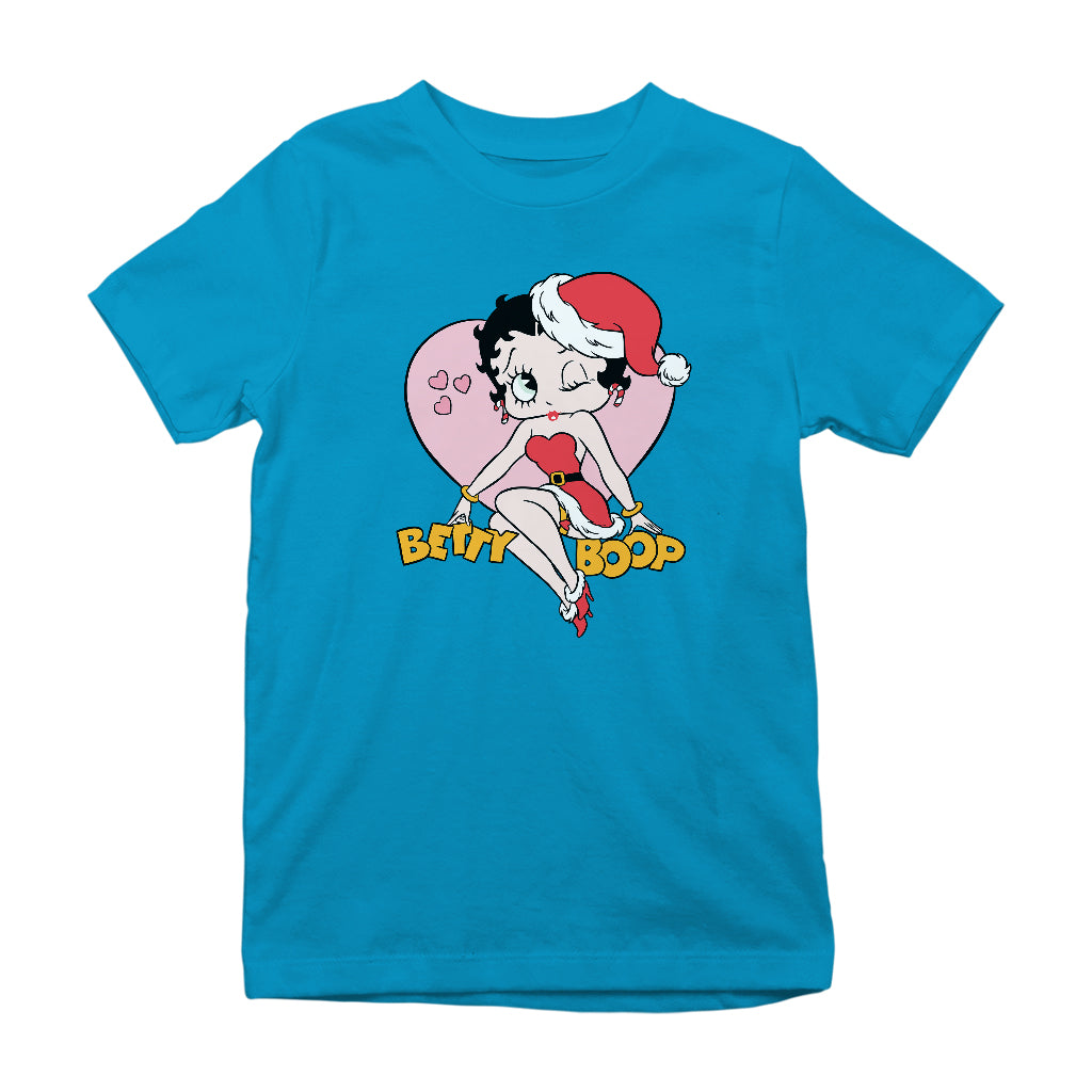 Betty Boop Christmas Heart Wink Kids T-Shirt-Betty Boop Shop