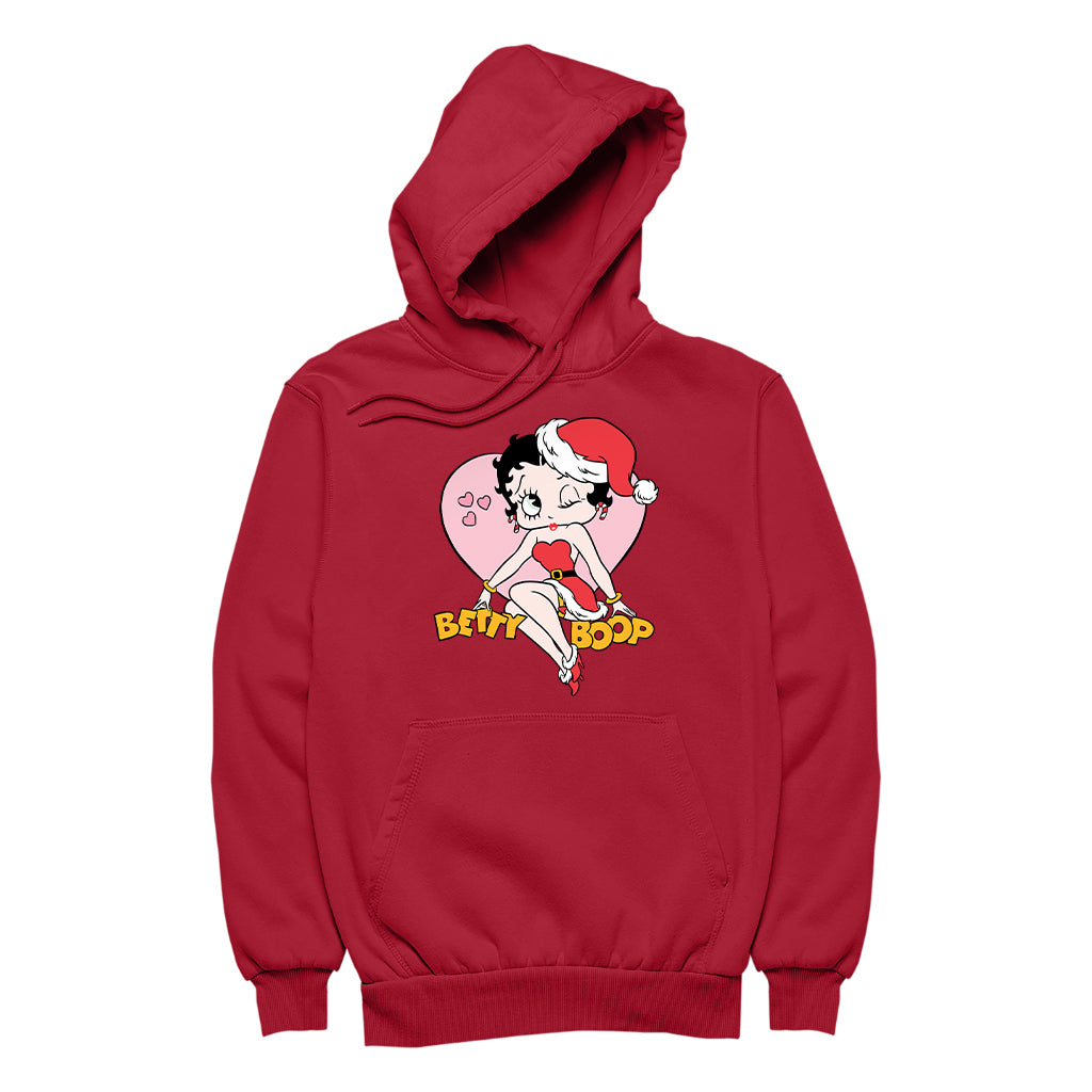 Betty Boop Christmas Heart Wink Women's Hooded Sweatshirt-Betty Boop Shop
